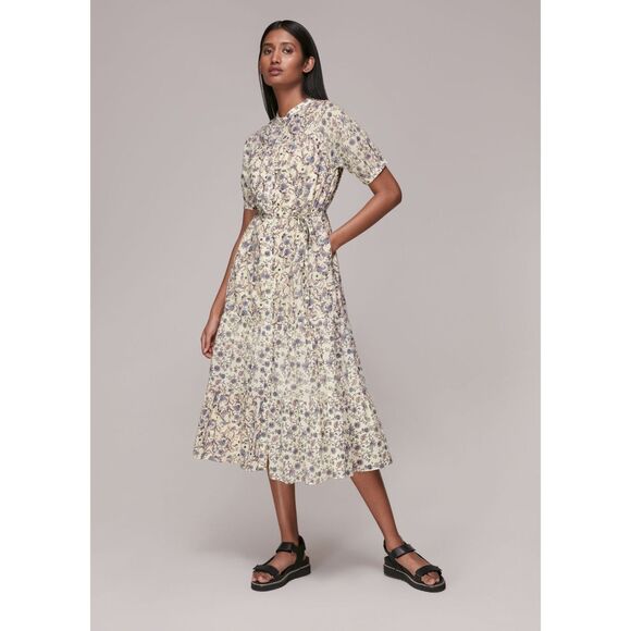 Whistles Women's Multicolor Millie Vintage Floral Short Sleeve Maxi Dress Size 6 - Picture 1 of 10